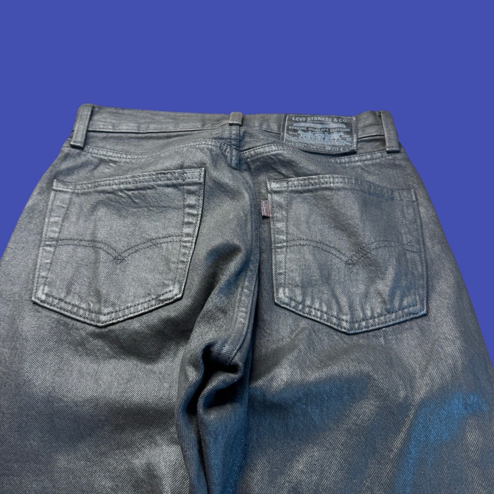 Levi's Premium 501 '54 Jeans W28 L32 Black Coated Wax Straight Leg Denim - Picture 7 of 12